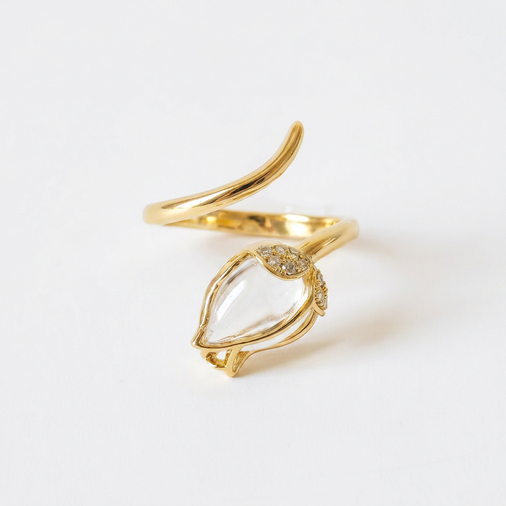 Rose Crystal Gold Ring