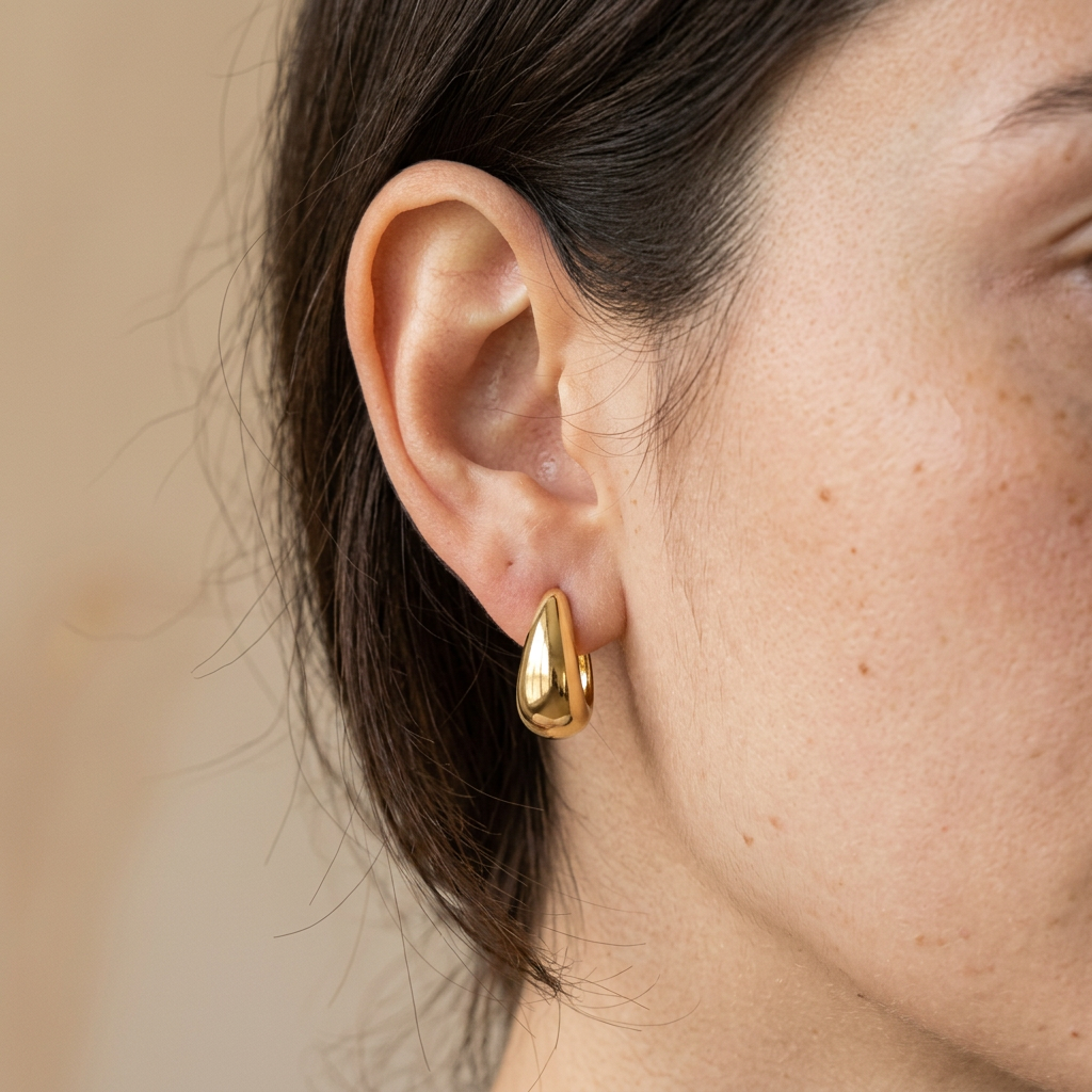 Round Chunky Gold Hoops