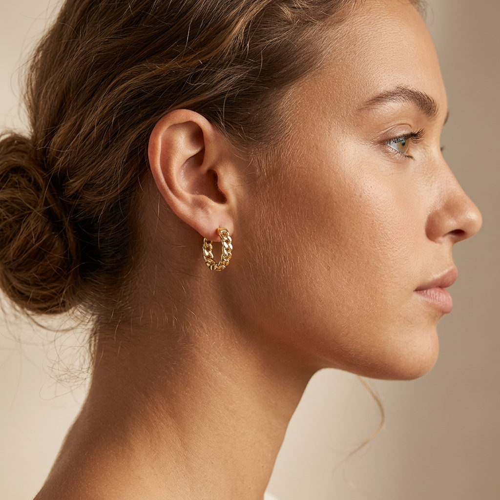 Cuban Link Gold Hoops