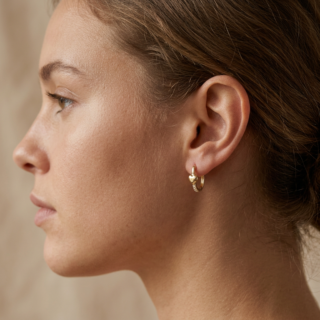 Heart Pavé Gold Hoops