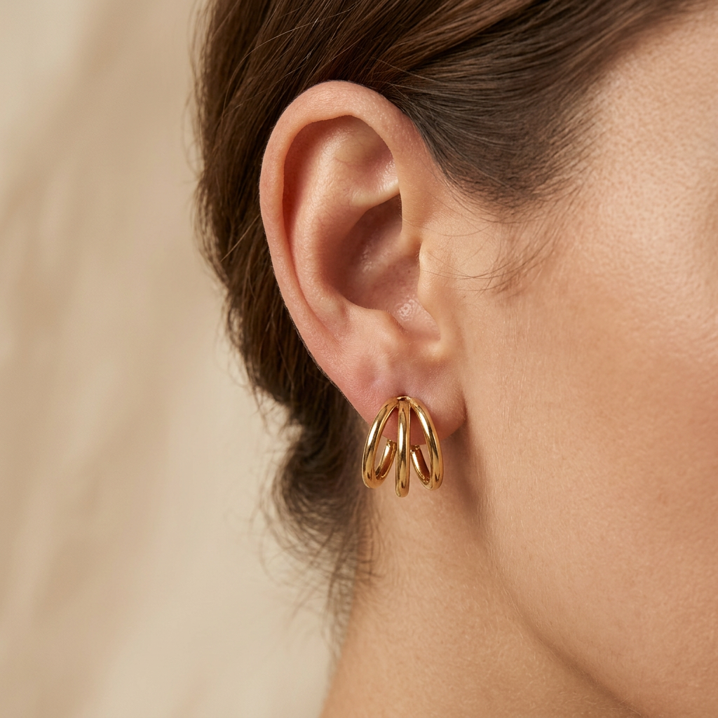 Triple Gold Hoops
