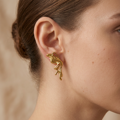 Abstract Wing Gold Studs