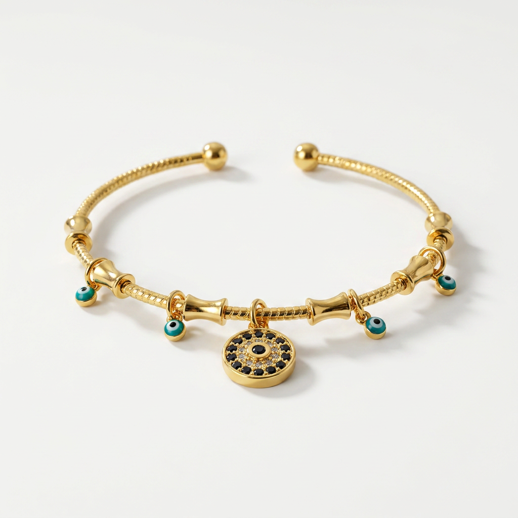 Evil Eye Gold Bangle