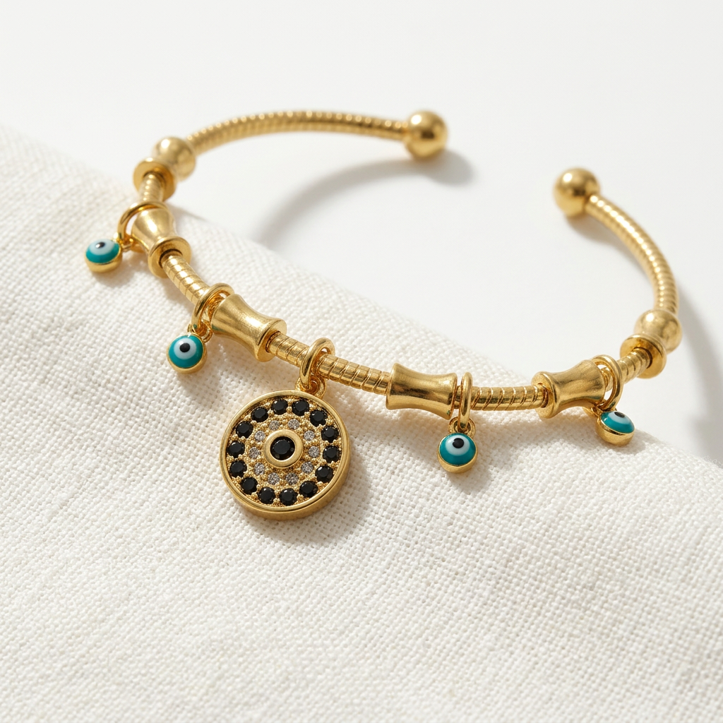 Evil Eye Gold Bangle
