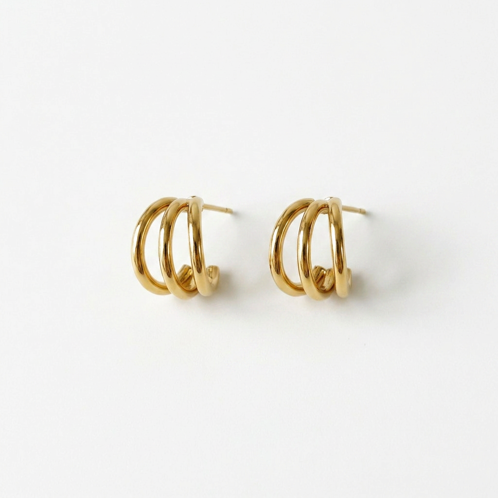 Triple Gold Hoops