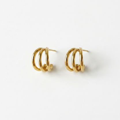 Triple Gold Hoops