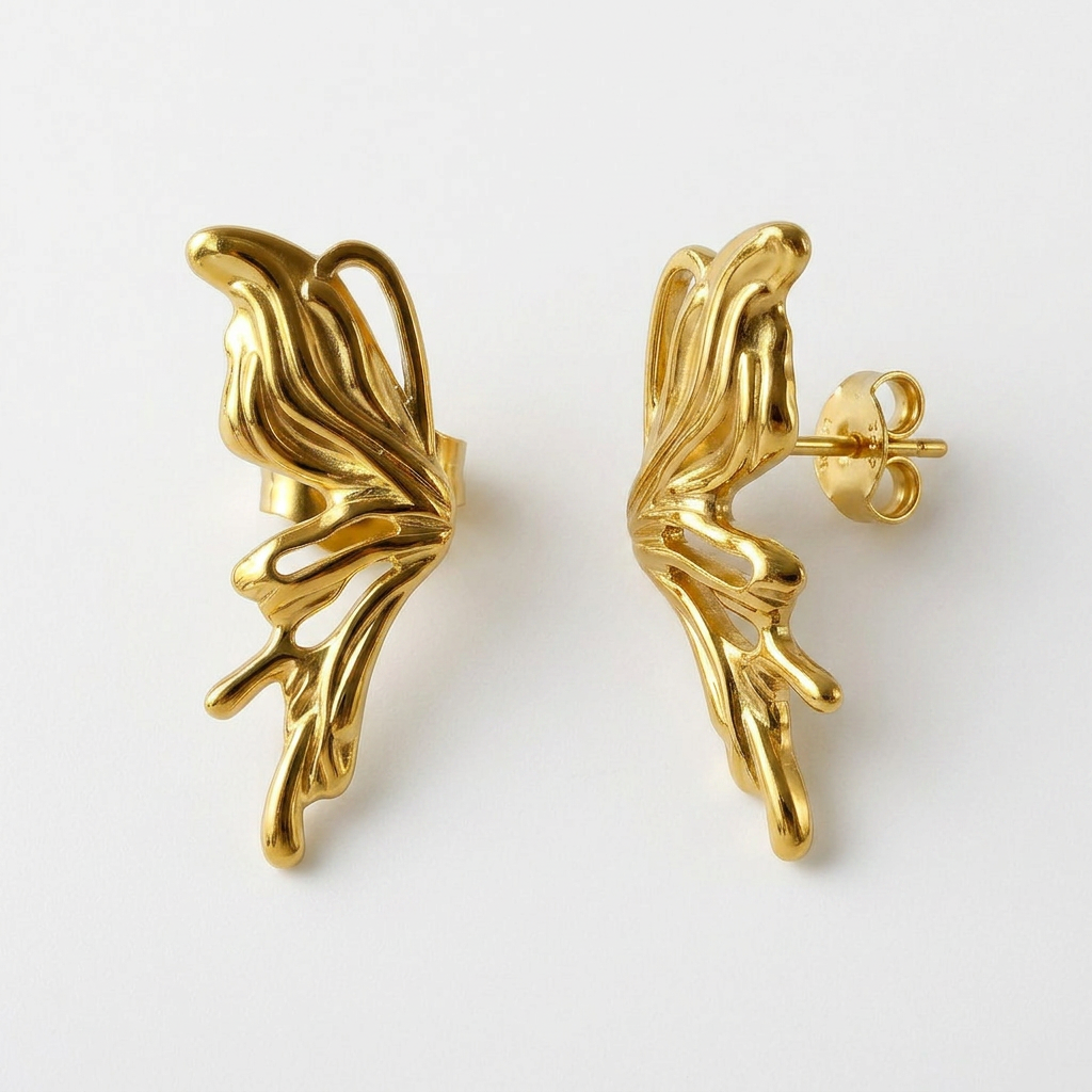 Abstract Wing Gold Studs