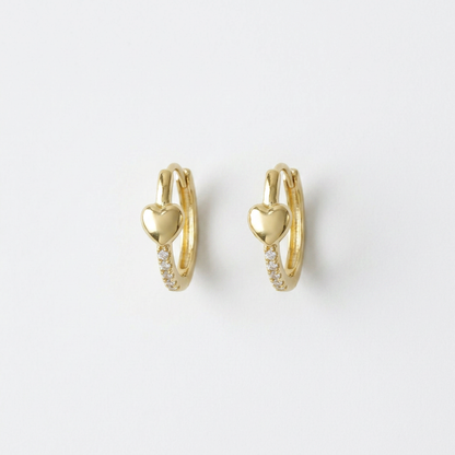 Heart Pavé Gold Hoops