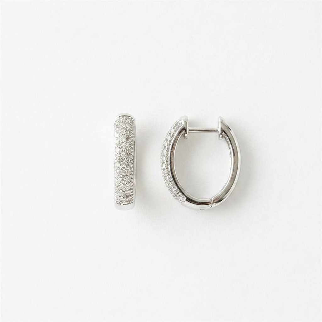 Pavé Silver Hoops
