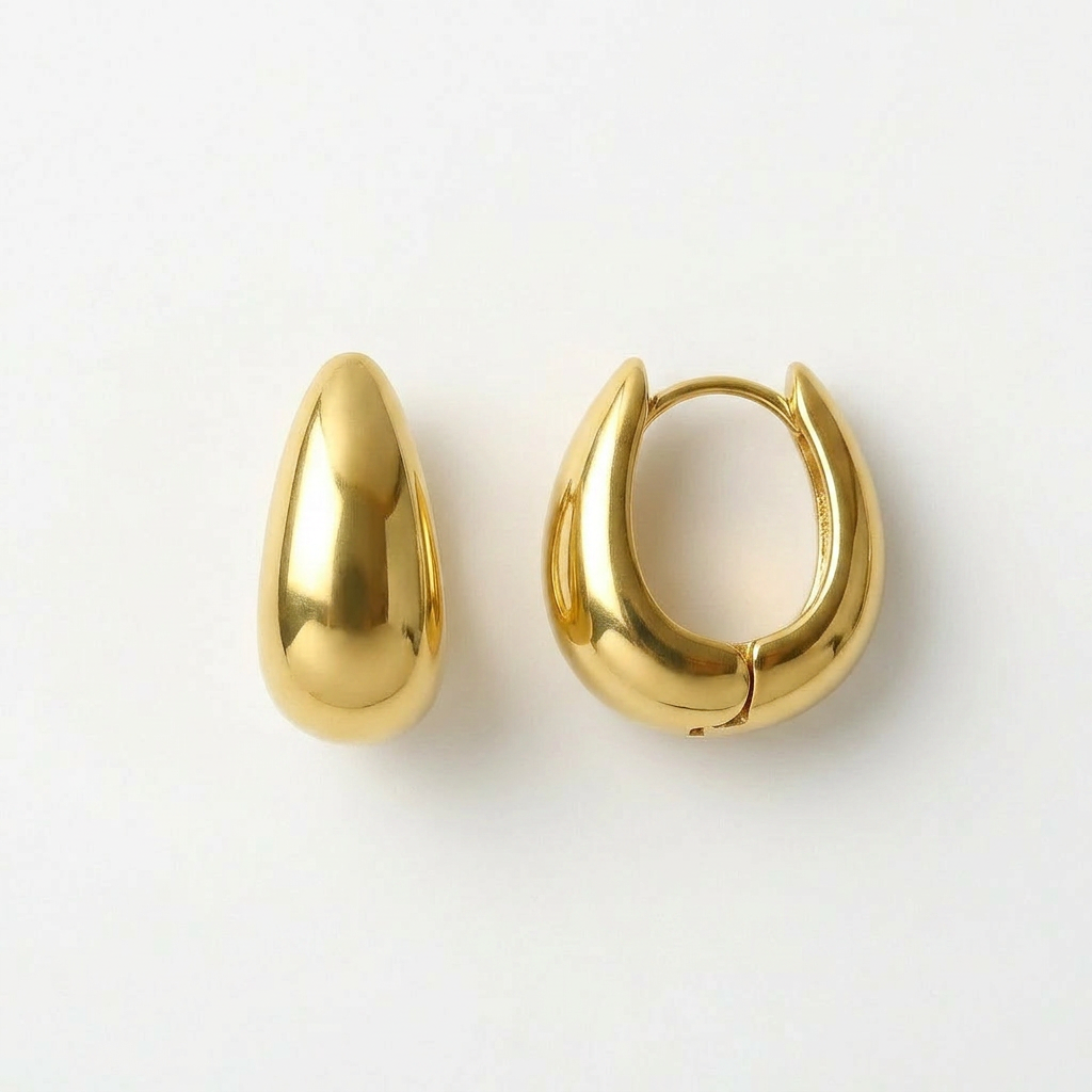 Round Chunky Gold Hoops