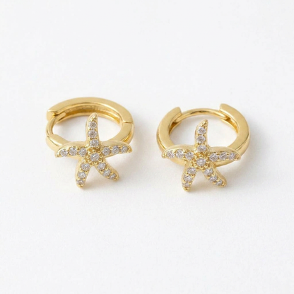 Star Pavé Gold Hoops