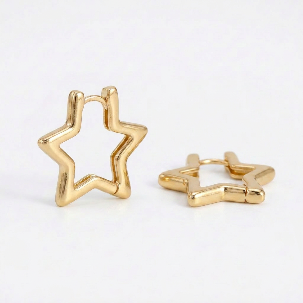 Star Gold Hoops