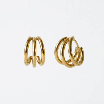 Triple Gold Hoops