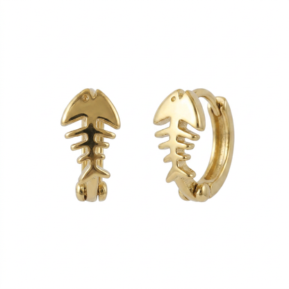 Fishbone Gold Hoops