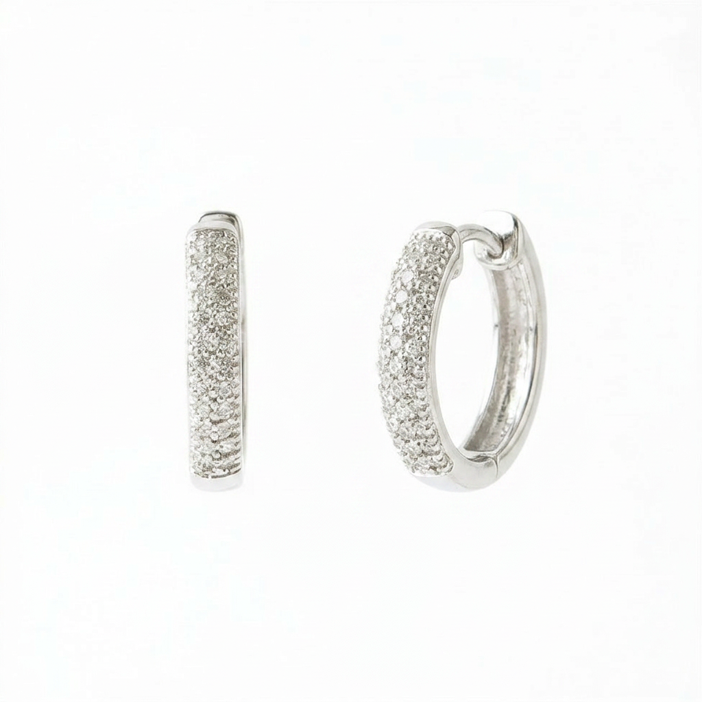 Pavé Silver Hoops