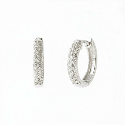 Pavé Silver Hoops