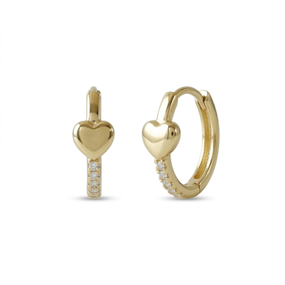 Heart Pavé Gold Hoops
