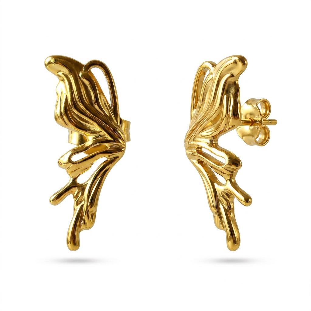 Abstract Wing Gold Studs