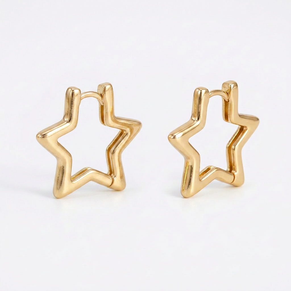 Star Gold Hoops