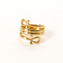 A gold ankh cross ring with Egyptian symbol design featuring looped top and horizontal bar, open adjustable band, shown from front and side angles on a clean white background displaying the ancient hieroglyphic symbol, spiritual significance, and polished gold finish.