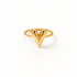 A gold chevron heart ring with V-shaped arrow design forming a heart silhouette, twisted rope texture band, open adjustable design, shown from front and side angles on a clean white background displaying the geometric love symbol, intricate rope detail, and polished gold finish.