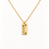 A gold 11:11 stars necklace with rectangular pendant engraved with digital numerals and decorative star accents, delicate cable chain, spiritual synchronicity design, shown from front and side angles on a clean white background displaying the celestial time detail, meaningful symbolism, and polished gold finish.