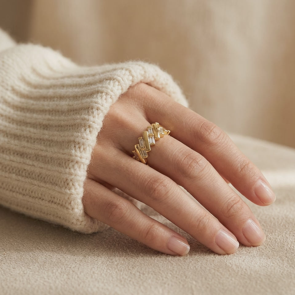 Baguette Crystal Gold Ring