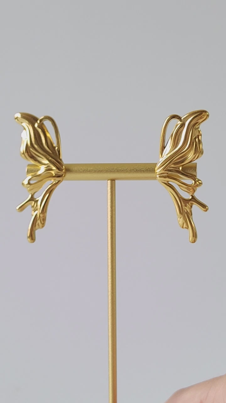 Gold Abstract Wings Studs
