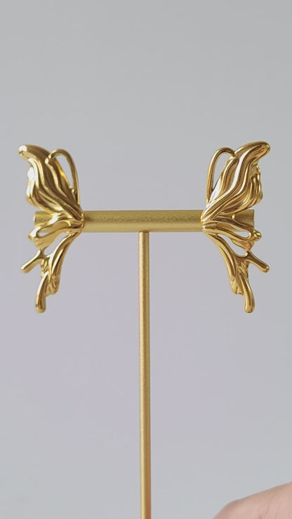 Gold Abstract Wings Studs