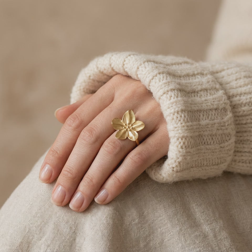 Gold Flower Statement Ring