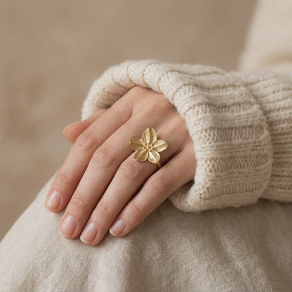 Gold Flower Statement Ring