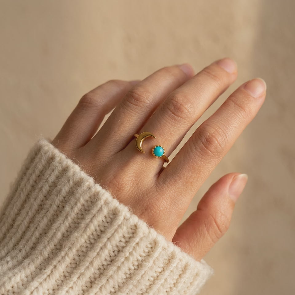 Turquoise Moon Gold Ring