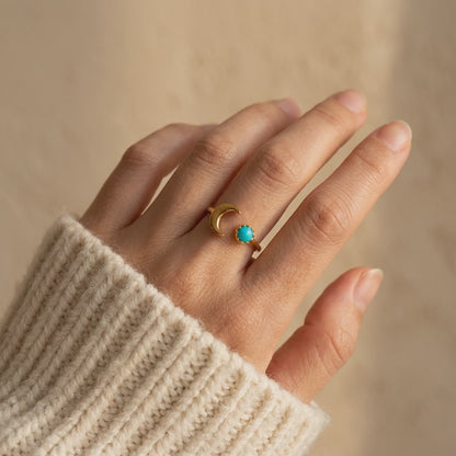 Turquoise Moon Gold Ring