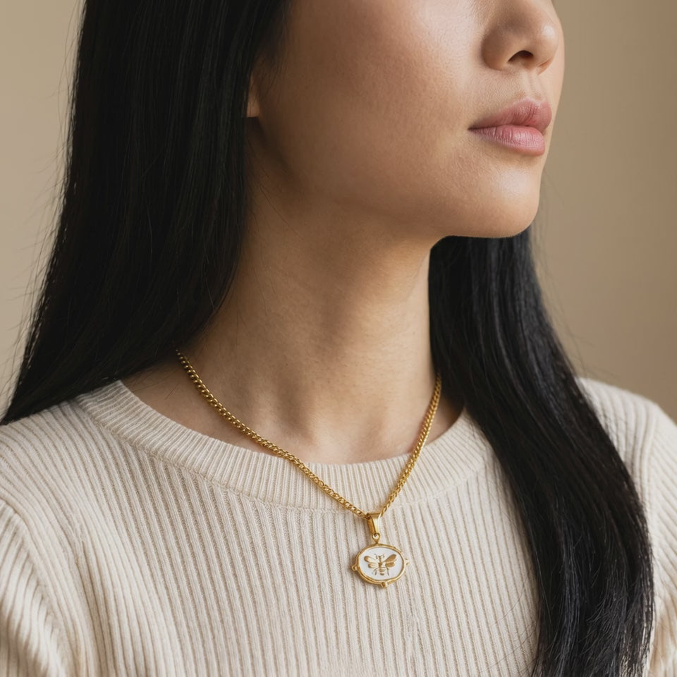 Enamel Bumblebee Gold Necklace