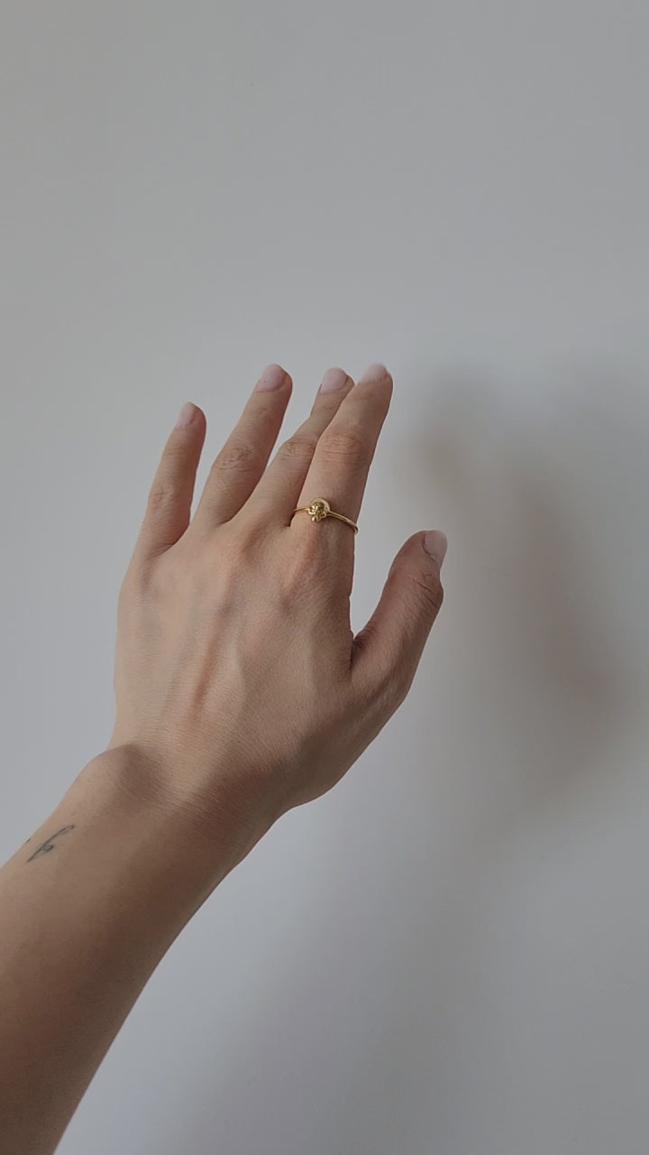 18K Gold Skull Ring for Women &amp; Men Dainty Minimalist Gothic Punk Skeleton Band