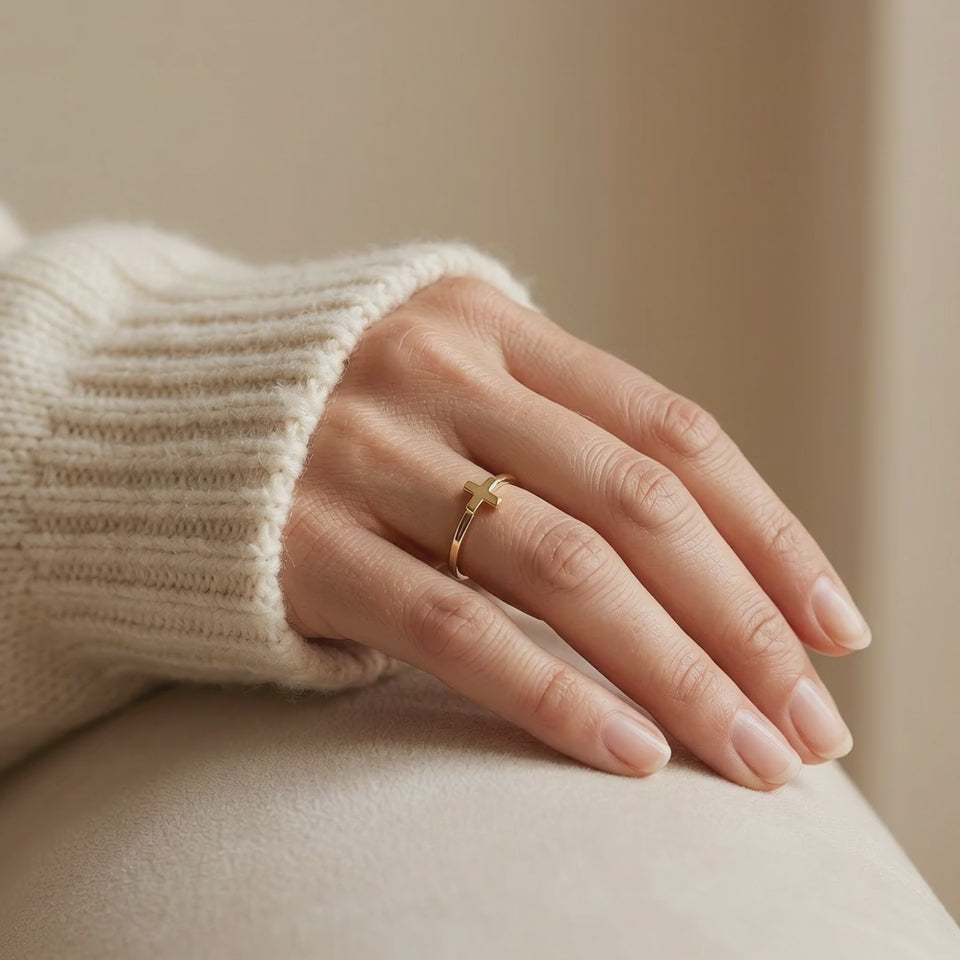 Dainty Cross Gold Ring