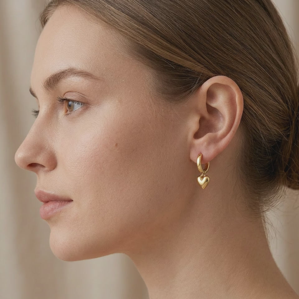 Heart Gold Hoops