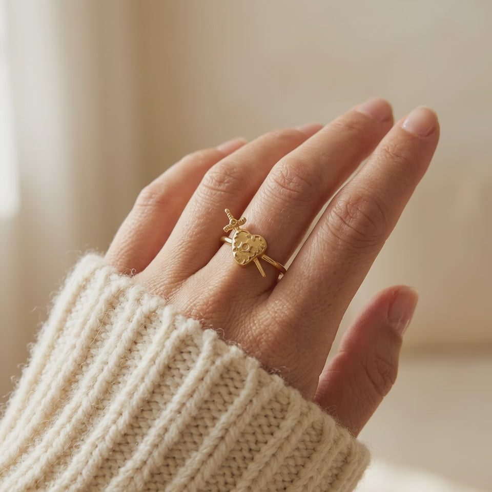 Sword Heart Gold Ring