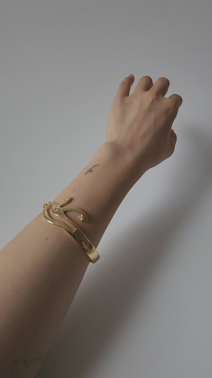 18K Gold Eye of Horus Bangle Bracelet Egyptian Protection Symbol Dainty Jewelry