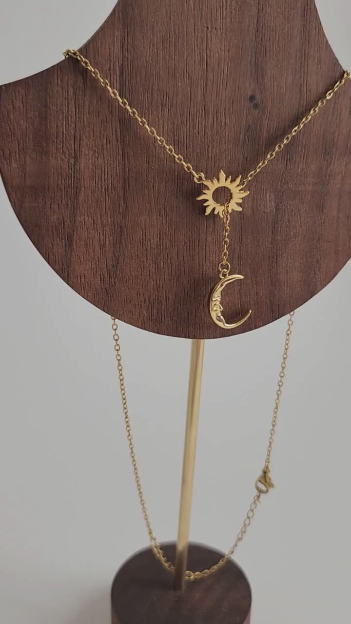 Sun &amp; Moon Y Gold Necklace