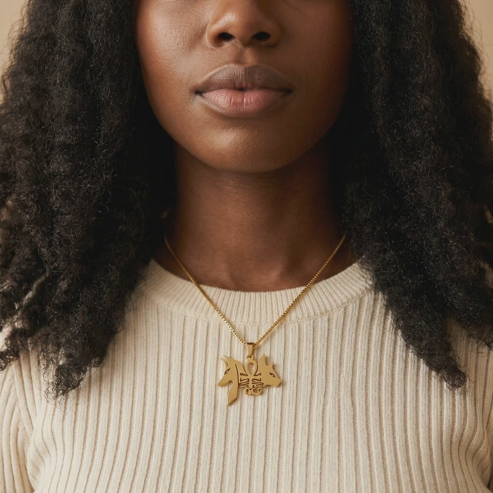Anubis Ankh Gold Necklace