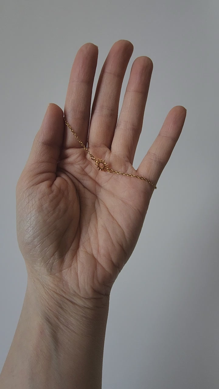 18K Gold Dainty Minimalist Sun Anklet Ankle Bracelet Celestial Womens Jewelry