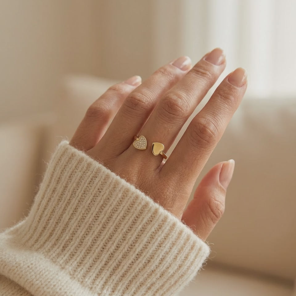 Open Heart Gold Ring