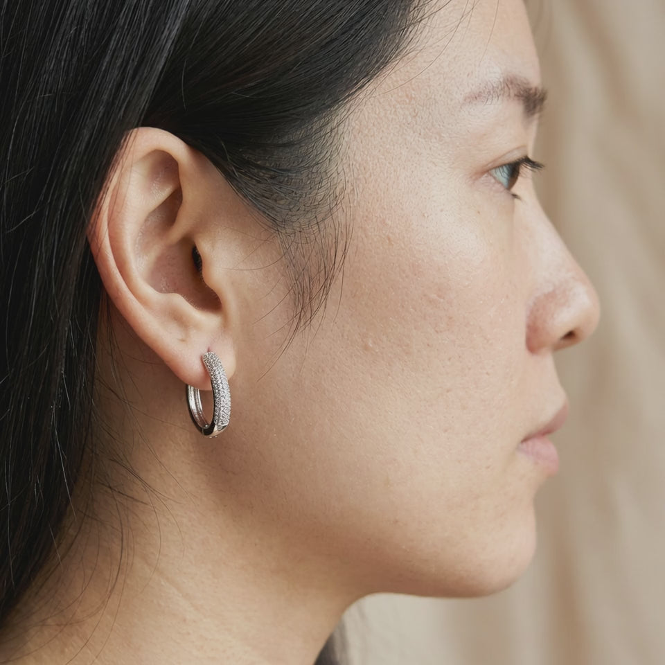 Pavé Silver Hoops