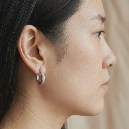 Pavé Silver Hoops