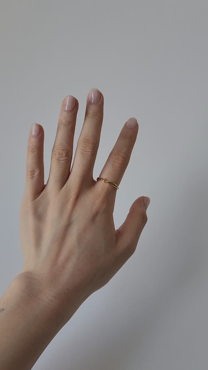 18K Gold Dainty Knot Ring for Women, Adjustable Minimalist Infinity Band Celtic