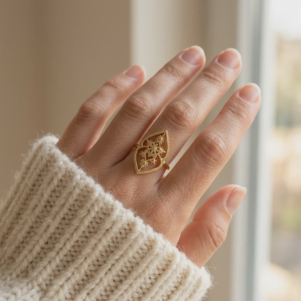 Henna Flower Gold Ring