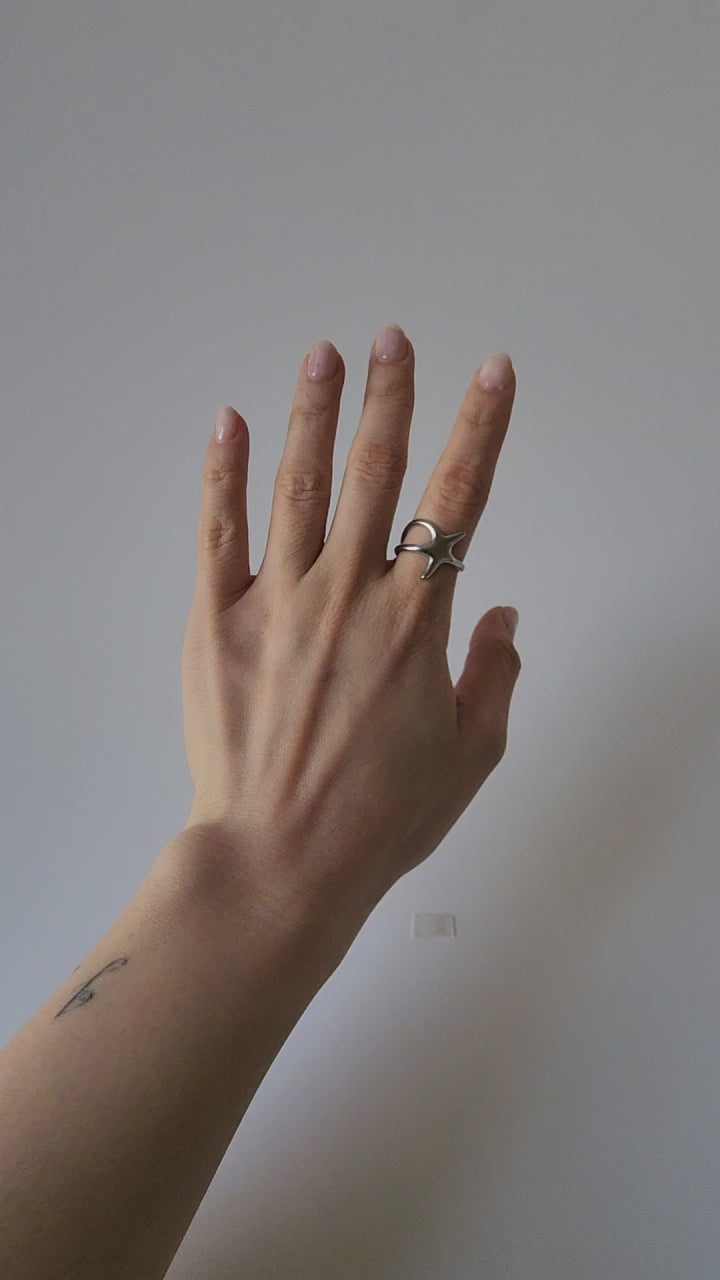 18K Gold Abstract Star Wrap Ring Adjustable Dainty Minimalist Celestial Jewelry