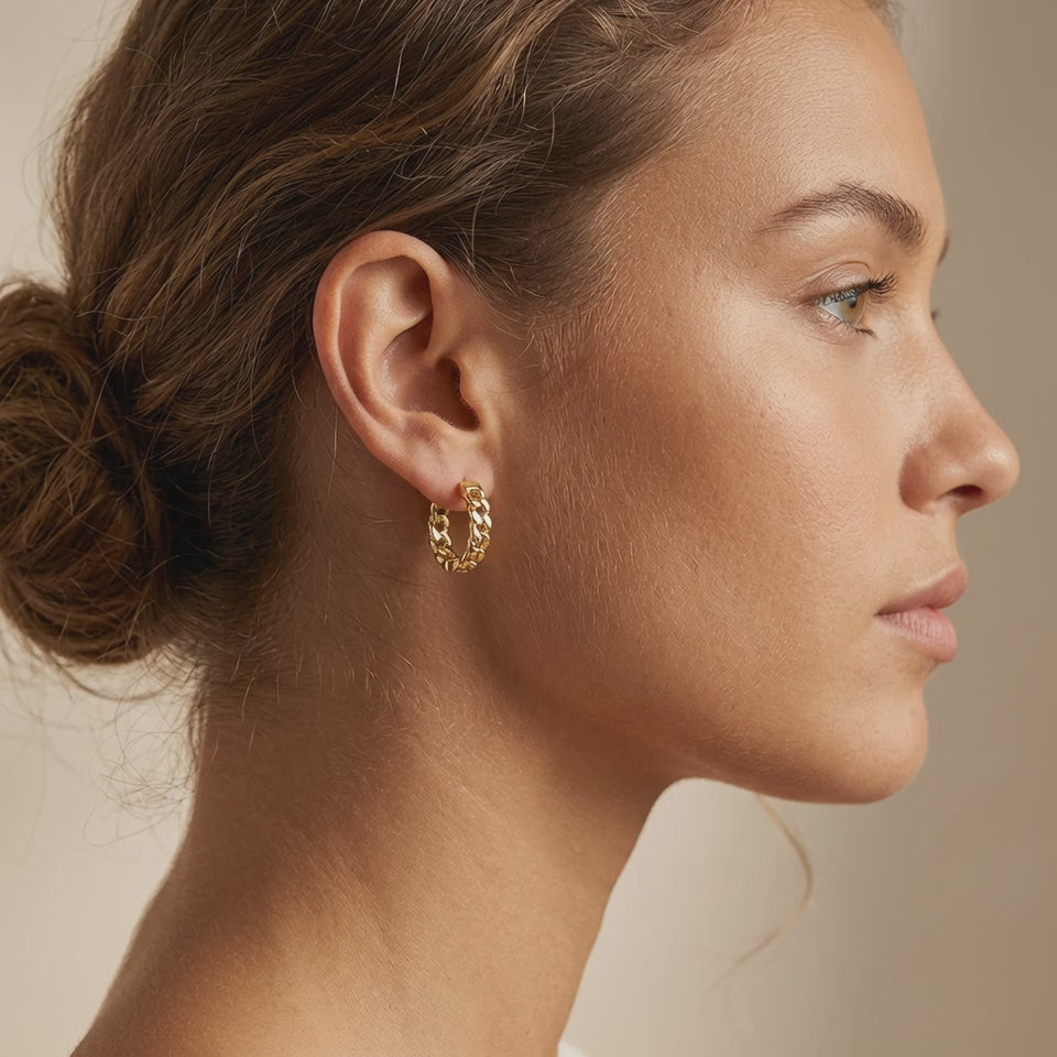 Cuban Link Gold Hoops