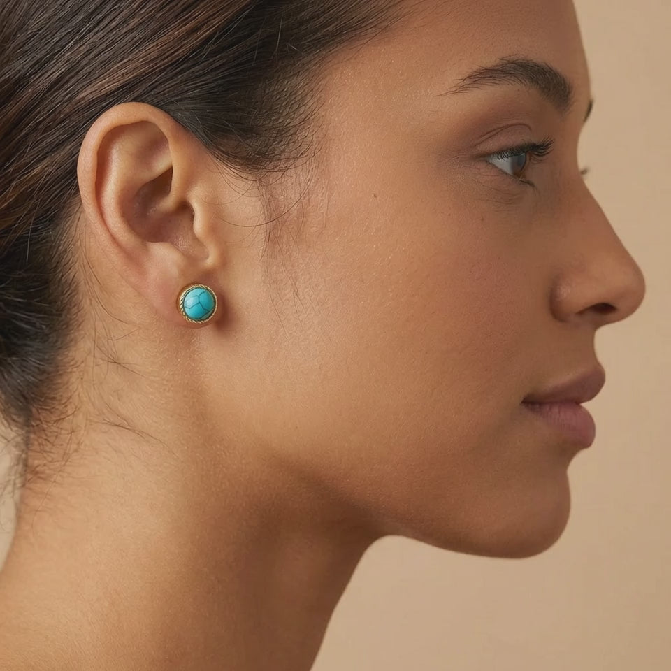 Turquoise Gold Studs